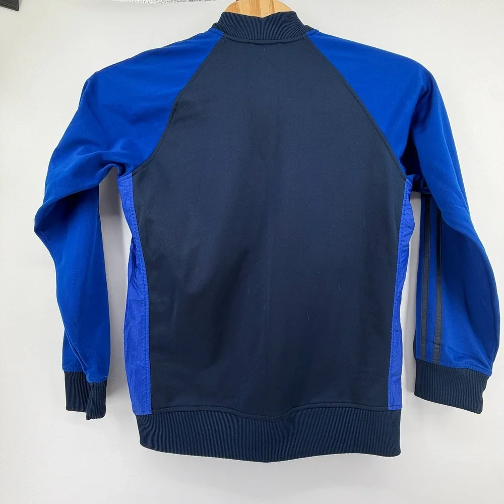 Adidas Mens Track Jacket Navy Royal Blue Full Zip 3-Stripes Medium Sportswear‎